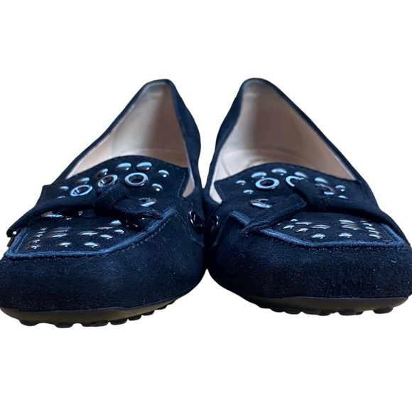 TOD’s Billie Studs & Lace Black Suede Kitten Heel Loafers - Picture 7 of 12
